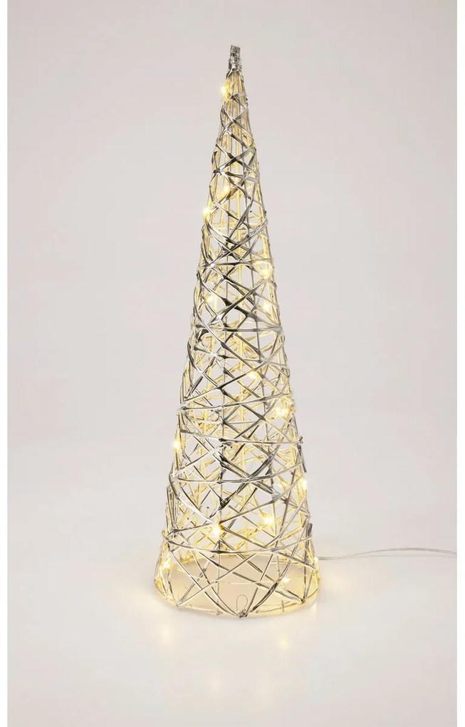 Świąteczny stożek świetlny Silver, 60 x 16 cm, 30 diod mikro LED, na baterie