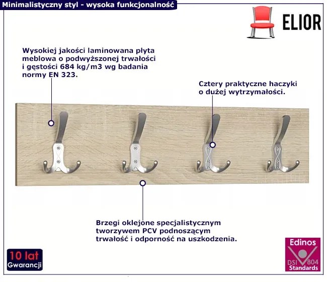 Minimalistyczny Wieszak Na Ubrania Dąb Sonoma D3-R60