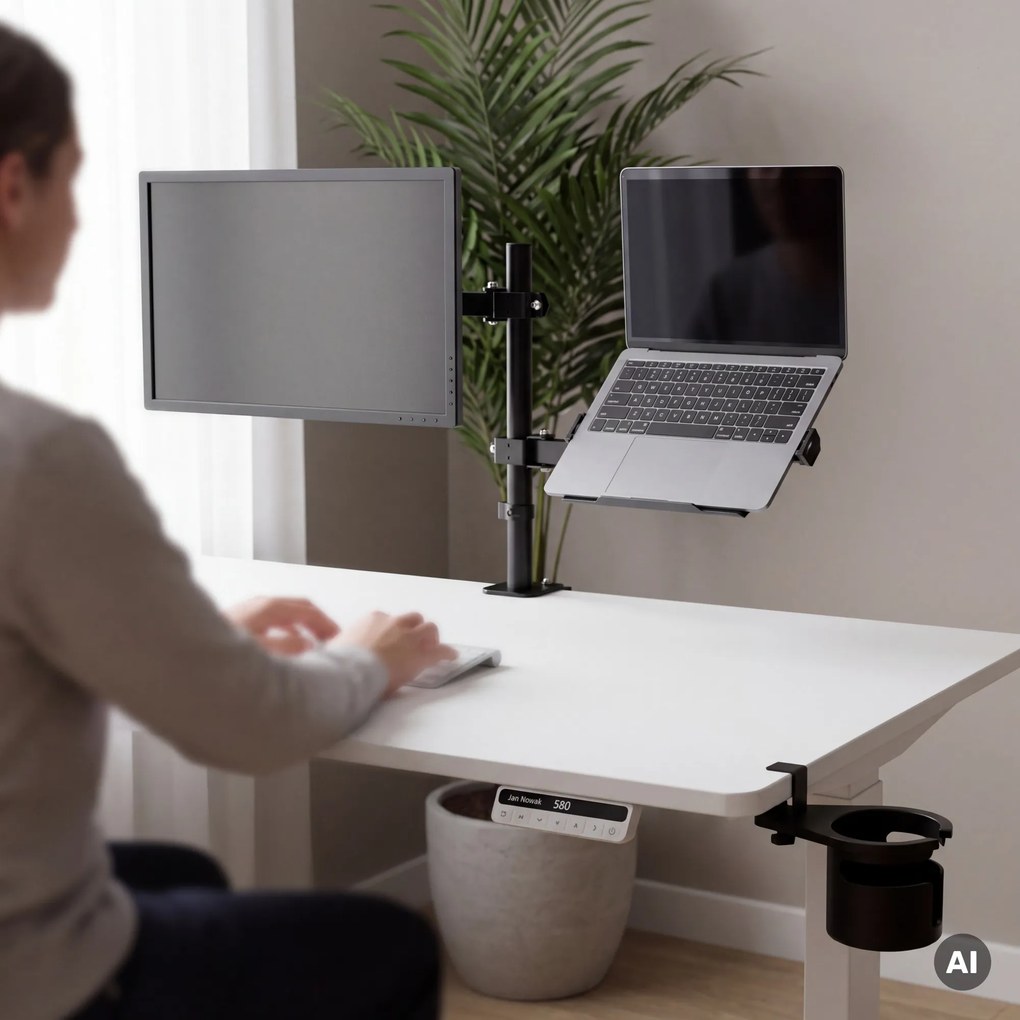 Uchwyt na monitor i laptop 2 w 1 czarny: MARK