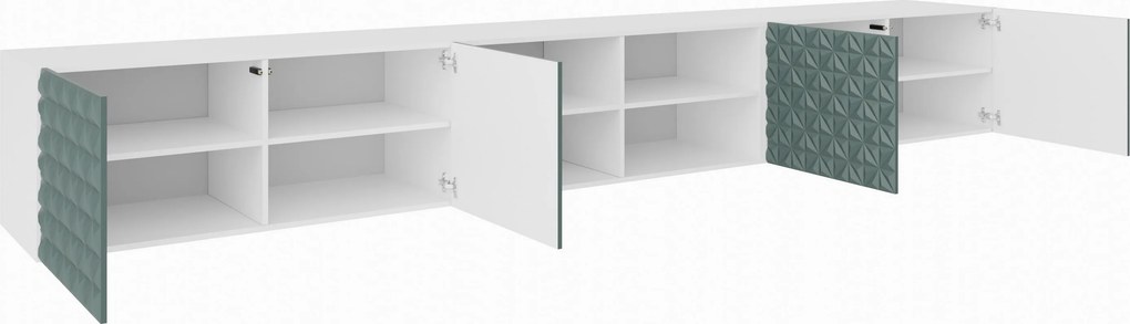 Szafka RTV wisząca ROVA 300 cm do Salonu pod Telewizor - Biały