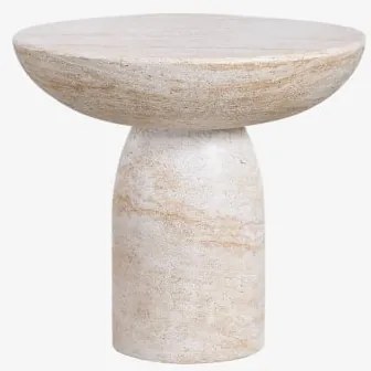 Stolik Pomocniczy Ogrodowy Okrągły Ø50 Cm Z Cementu Zenadia Look Travertino - Sklum