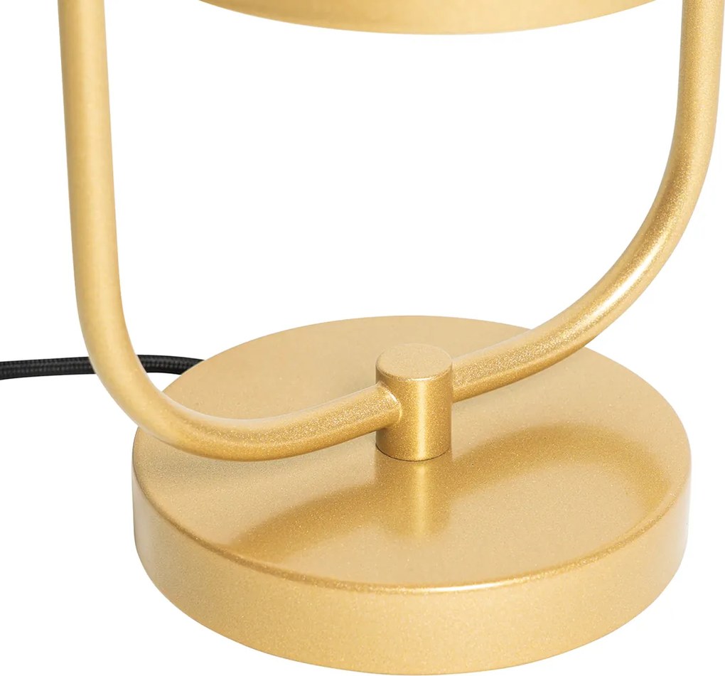 Lampa stołowa art deco złota z białym szkłem - Isabella