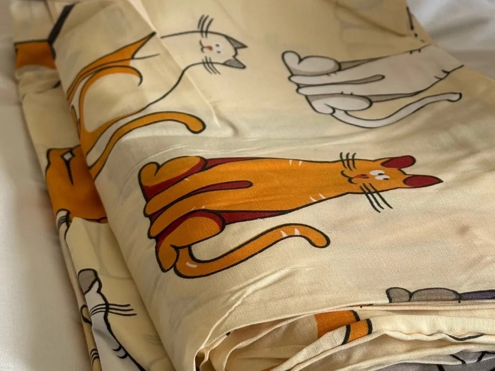 PrzytulneMieszkanie.pl PrzytulneMieszkanie.pl Bawełniana pościel COLORED CATS BLEND kremowa Rozmiar pościeli: 2 szt 70 x 90 cm | 200 x 220 cm