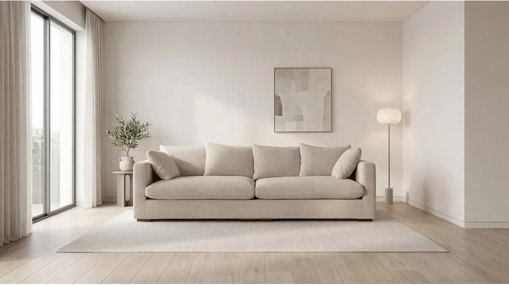Beżowa sztruksowa sofa 266 cm Comfy – Scandic