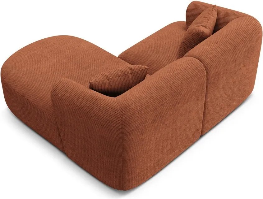 Sztruksowy narożnik (prawostronny/z szezlongiem) w kolorze terakoty Campi – Cosmopolitan Design