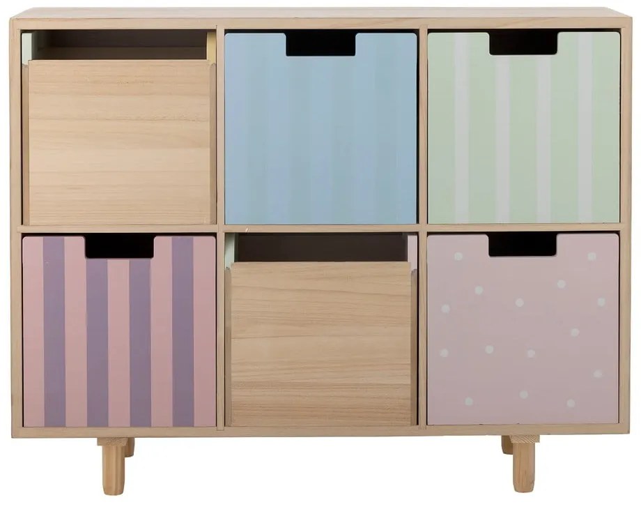Niska komoda dziecięca z litego drewna paulowni w naturalnym kolorze 25,5x88,5 cm Calle – Bloomingville Mini