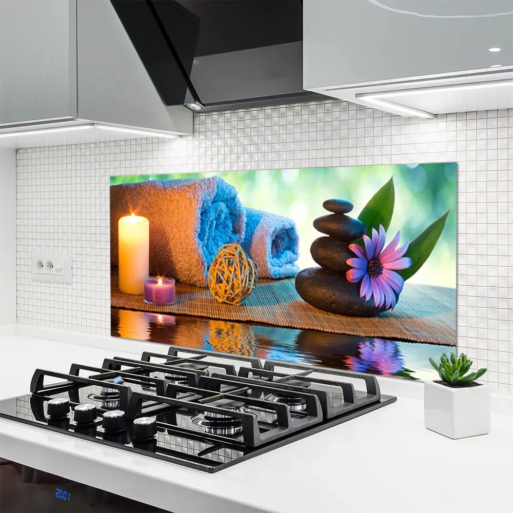 Panel Szklany Atmosfera Spa: Świece i Kwiaty