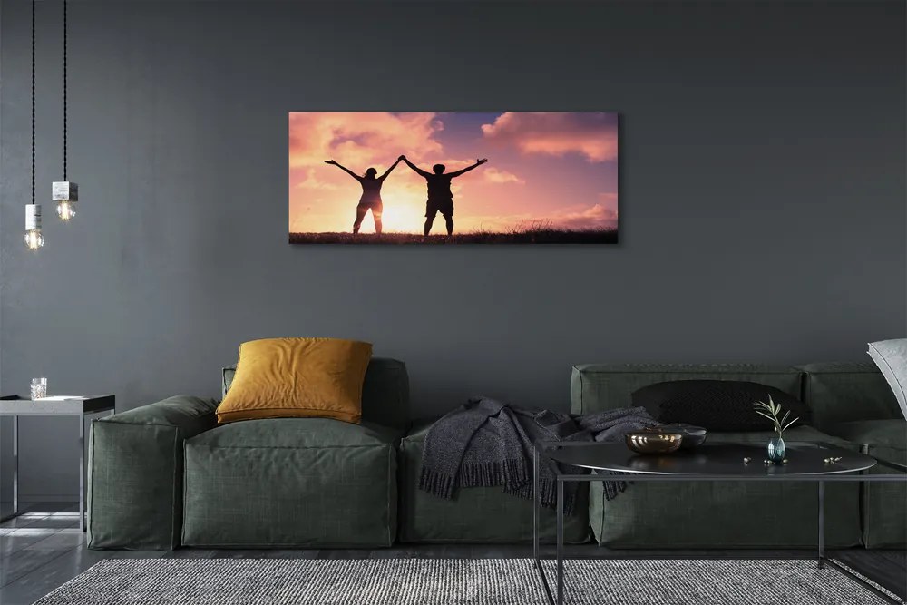 Fotoobraz na płótnie Ludzie o Zachodzie Słońca