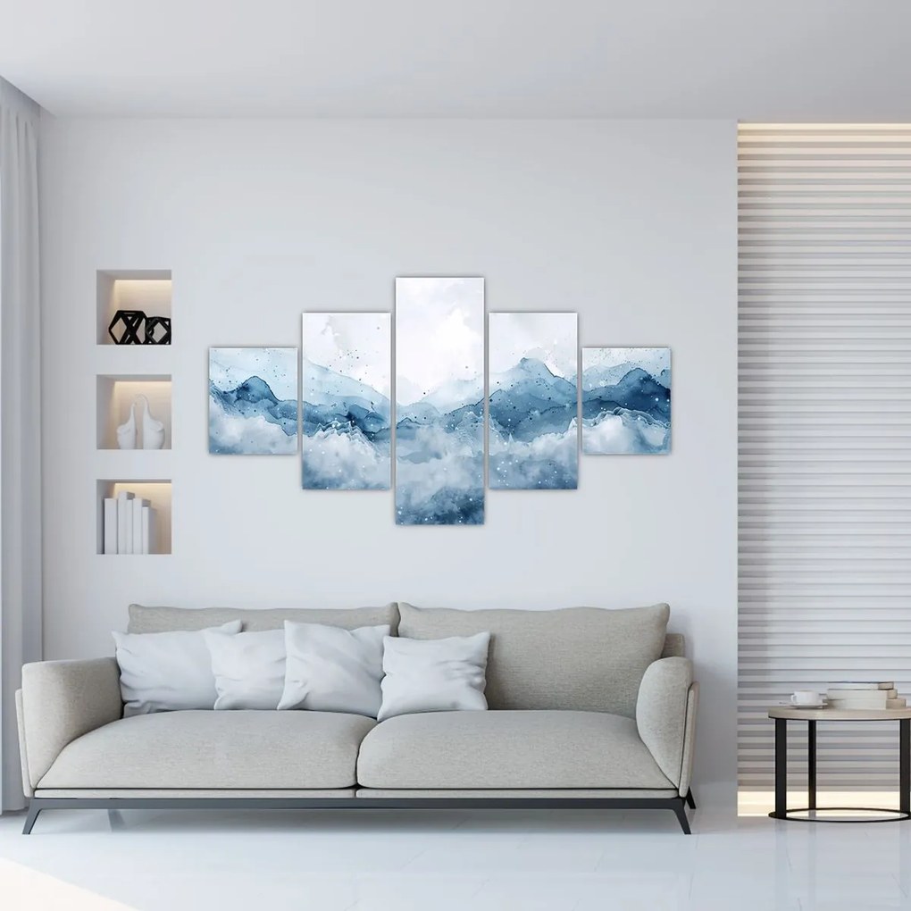 Obraz - Chmury i fale, akwarela (125x70 cm)