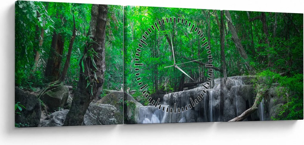 Obraz - Wodospad Erawan, Kanchanaburi, Tajlandia (z zegarem) (90x30 cm)