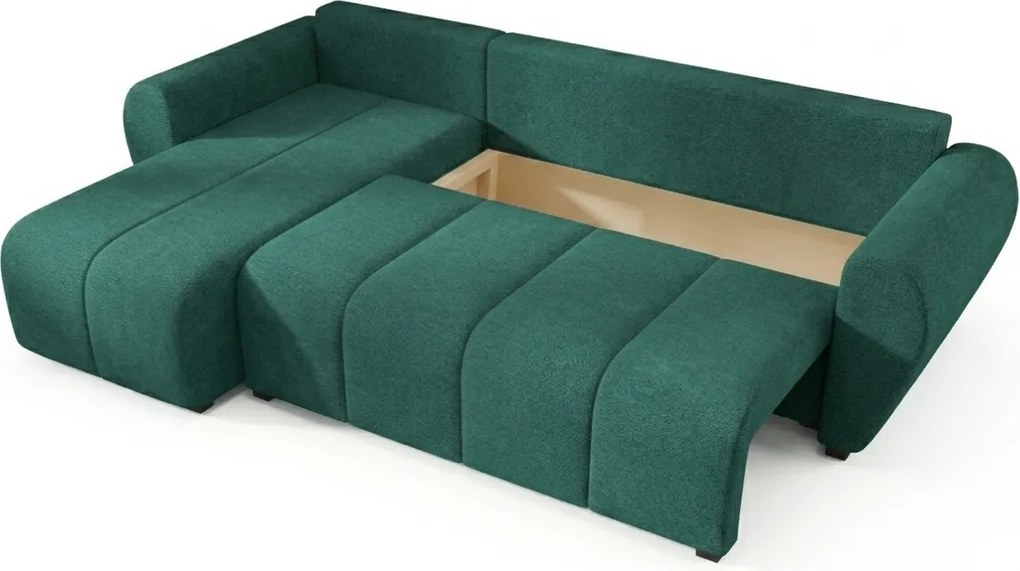 PROMOCJA Rozkładany dwustronny narożnik do L SEVIO 246x145 cm, butelkowa zieleń + 2 poduszki GRATIS II jakość