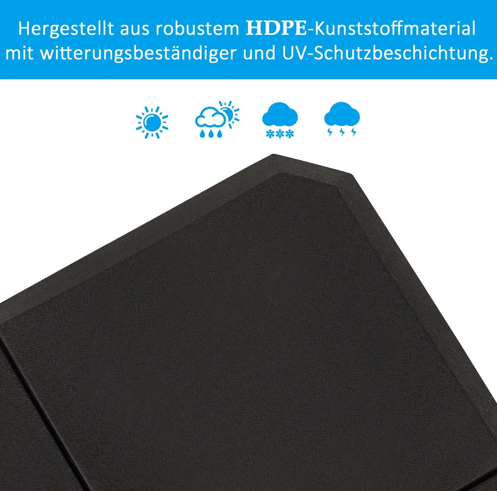 Outsunny Obciążnik do parasola 4-cz. Podstawa parasola 80 kg wody lub 120 kg piasku HDPE czarny