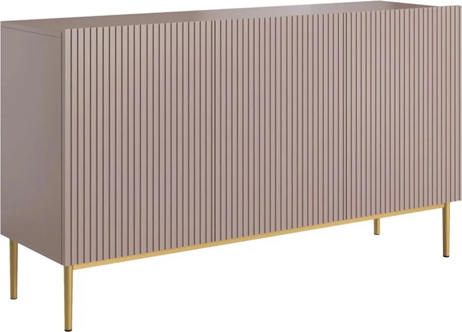 Komoda Nicole 150 cm trzydrzwiowa - antyczny róż / złote nóżki