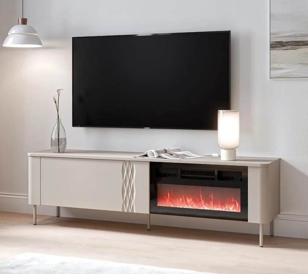 Stolik RTV 160 cm z kominkiem Tirante RTV-1 Halmar, kaszmir
