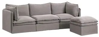 Sofa Modułowa Grace 3-częściowa I Pufa Z Lnu I Bawełny Tkaniny Dark Grey - Sklum