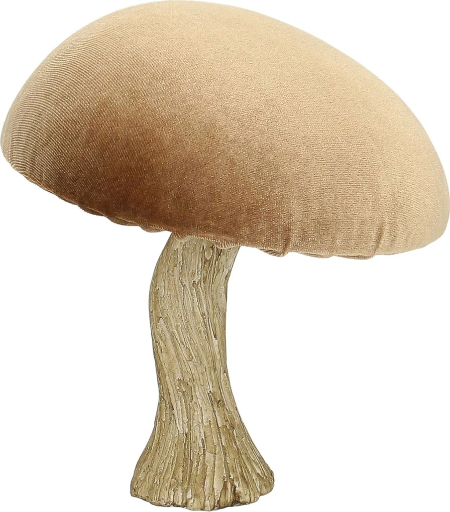Dekoracja Velvet Mushroom 17 cm caramel
