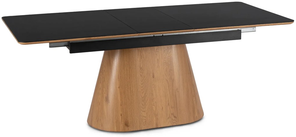 Rozkładany stółna jednej nodze czarny + dąb R5-K71