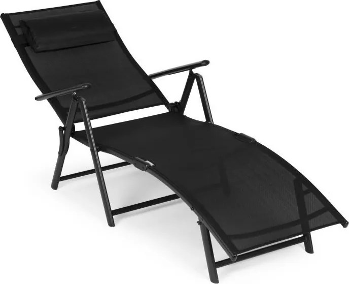 Składany leżak ogrodowy z regulacją oparcia Acapulco 020, czarny