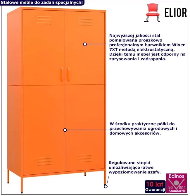 Pomarańczowa stalowa szafa wielofunkcyjna do garażu G6-W34