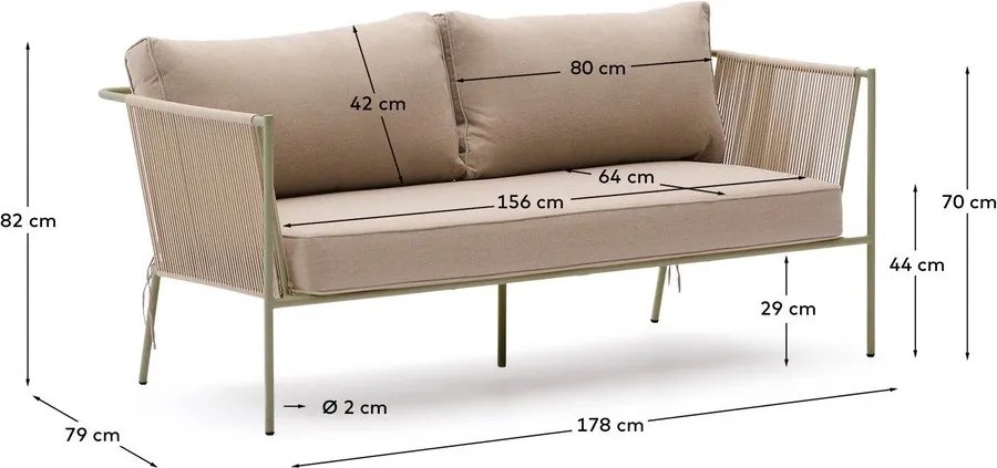 Zielona/beżowa tapicerowana sofa ogrodowa Zivia – Kave Home