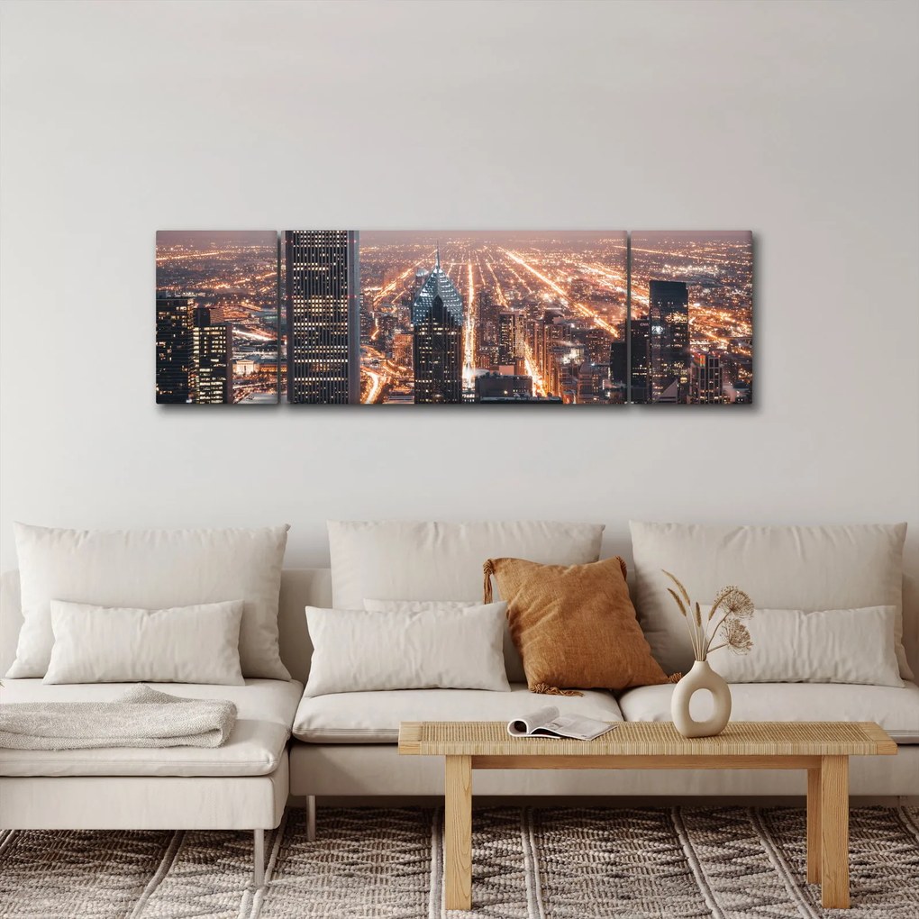 Obraz świecącej metropolii (170x50 cm)