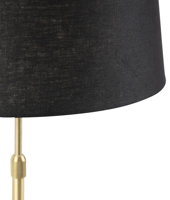 Lampa stołowa złota/mosiężna z czarnym abażurem z lnu 35 cm - Parte Nowoczesny Oswietlenie wewnetrzne