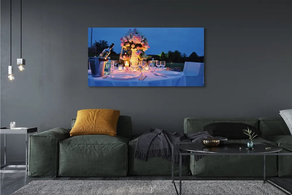 Fotoobraz na płótnie Kwiatowa Kolacja przy Winie