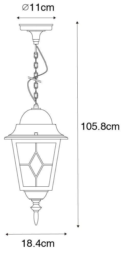 Zewnetrzna Vintage lampa wisząca zewnętrzna w kolorze antycznego złota - Antigua klasyczny/Antyczny Oswietlenie zewnetrzne
