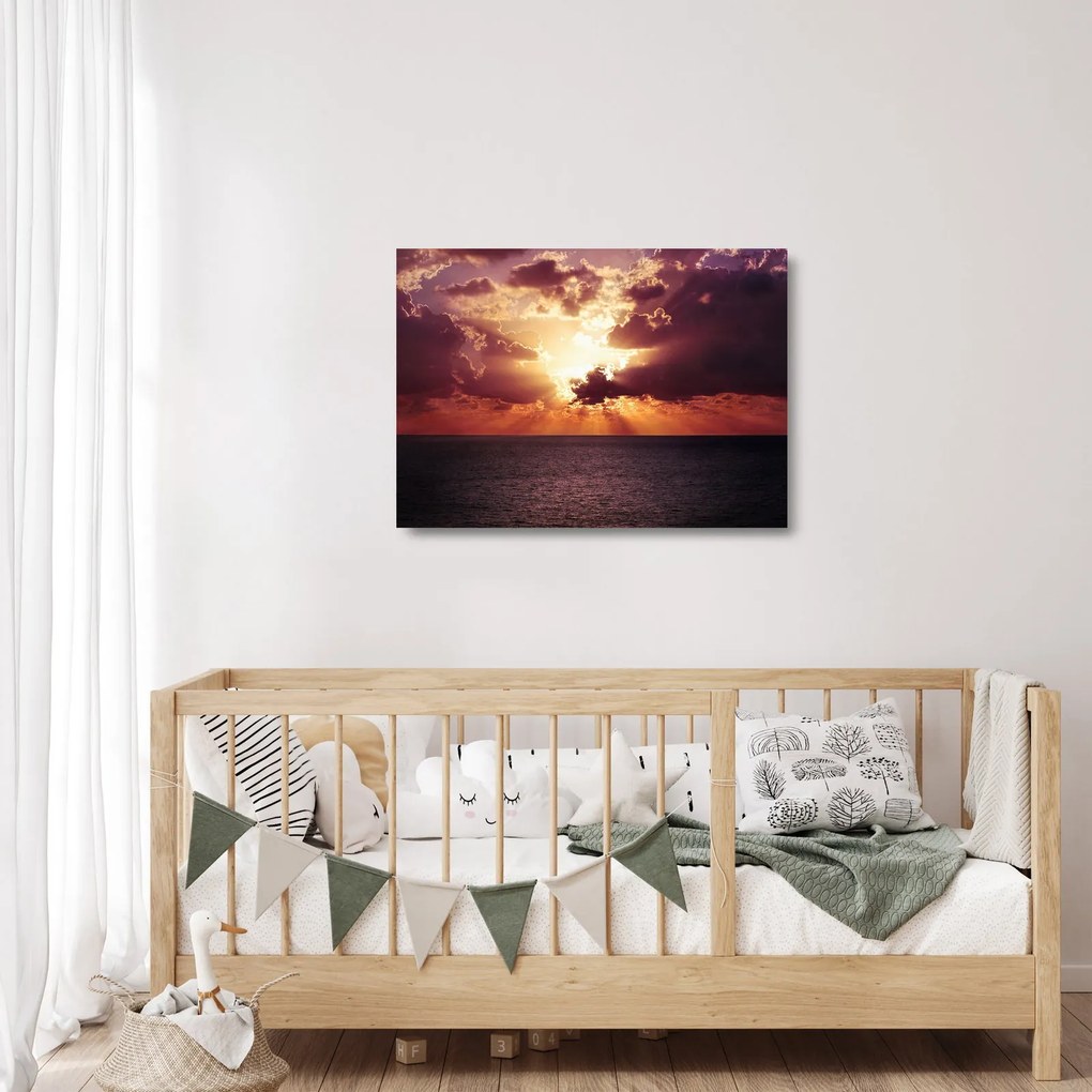 Obraz na szkle słońca za chmurami (70x50 cm)
