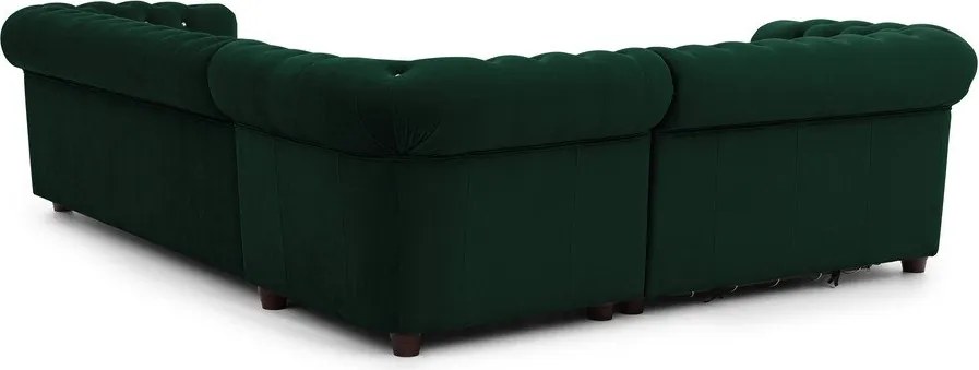 Zielony aksamitny rozkładany narożnik (lewostronny/w kształcie litery L) York Blik – Ropez