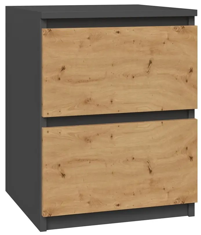 Minimalistyczna szafka nocna antracyt + dąb artisan - Lanilo 6X