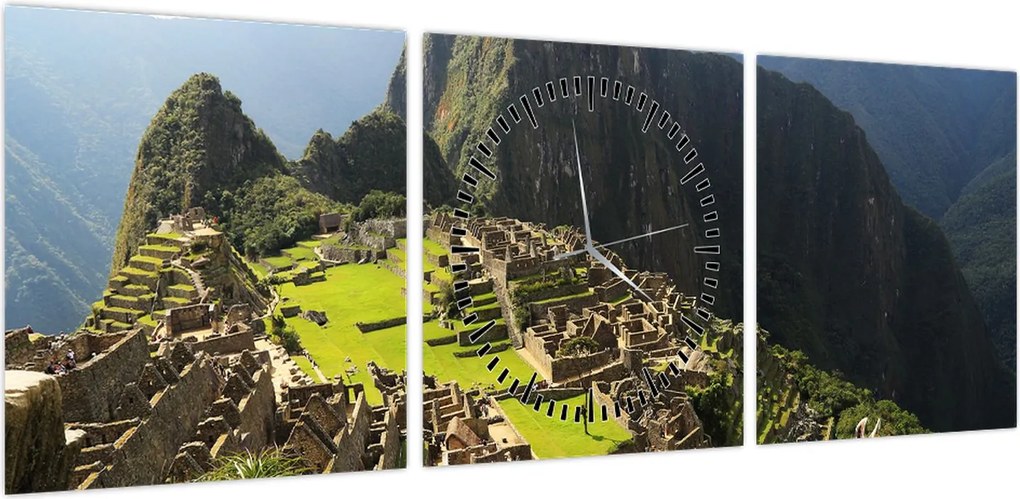 Obraz - Machu Picchu (z zegarem) (90x30 cm)
