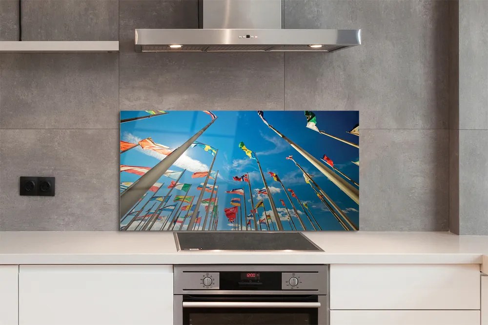 Szklany Panel Różne Flagi Narodowe