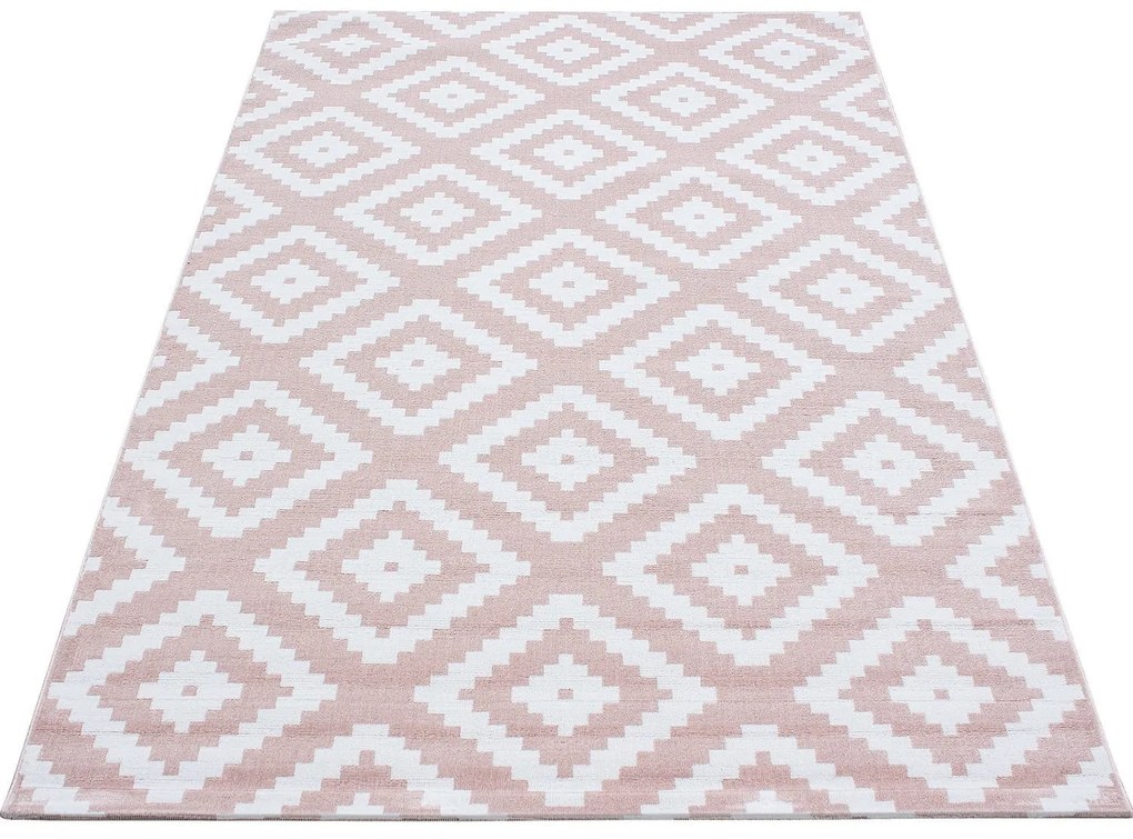 Dywan nowoczesny Plus kwadraty różowo-kremowy 280 cm x 370 cm