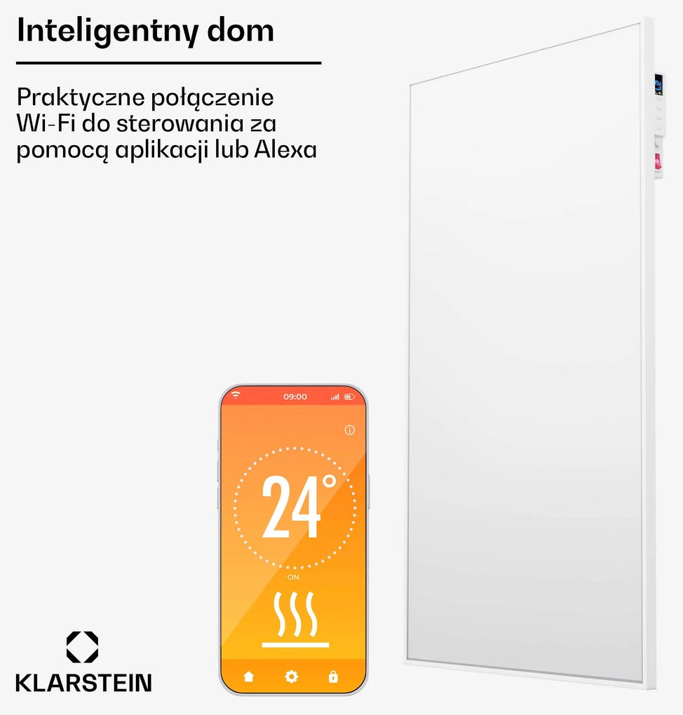 Klarstein Wonderwall Smart 600W 100x60cm Panel na podczerwień Biały