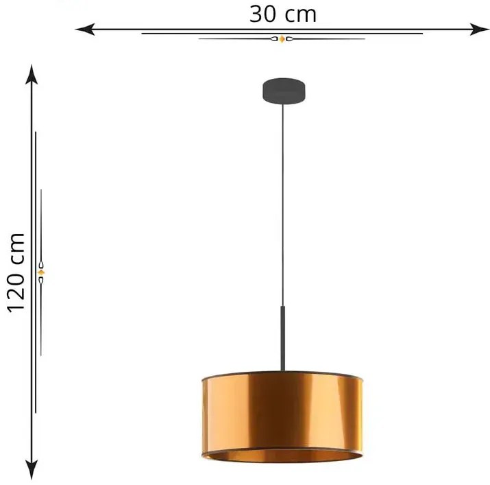 Miedziany żyrandol z okrągłym abażurem 30 cm - EX871 Bilef 3X