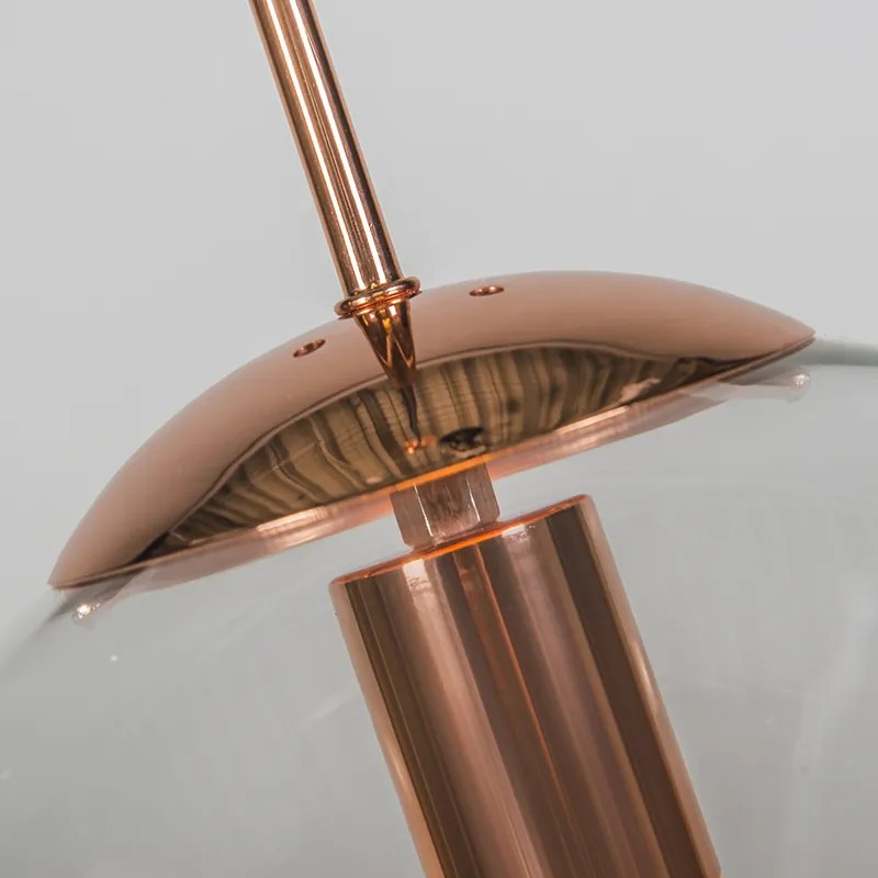 Lampa wisząca w stylu art deco miedziana z przezroczystym szkłem 30 cm - Ball 30 Nowoczesny Oswietlenie wewnetrzne