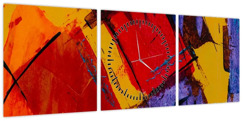 Obraz abstrakcji (z zegarem) (90x30 cm)
