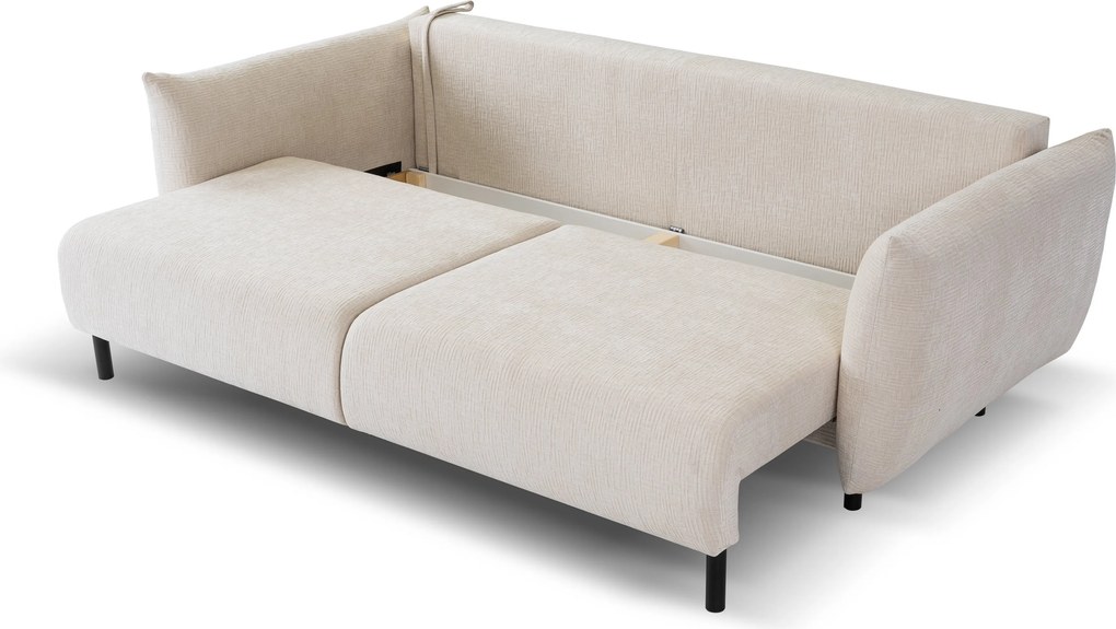 Masseno Sofa UNO z funkcją spania i pojemnikiem na pościel, Rozkładana sofa - Beżowy, OVER THE HORIZON 03