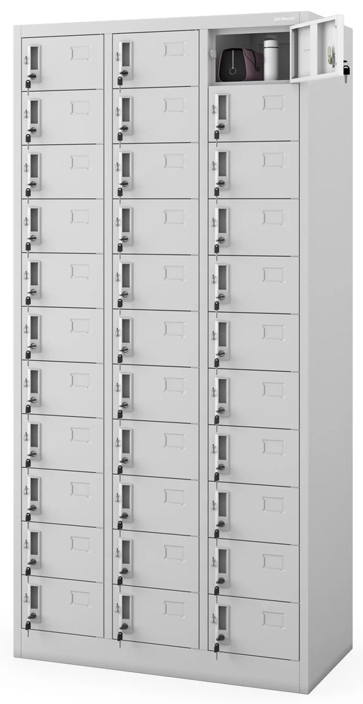 Skrytkowa szafa socjalna BHP depozytowa OLIVER, 900 x 1850 x 450 mm, szara