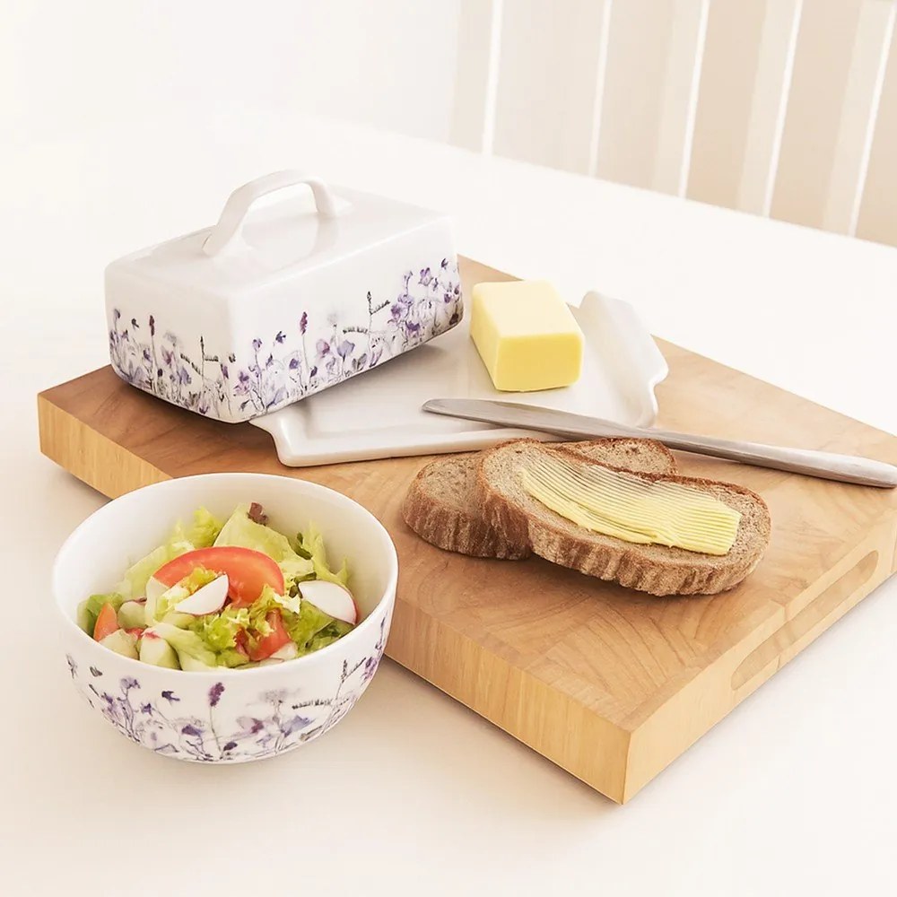 Biało-fioletowa porcelanowa miska na zupę 500 ml Louka – Orion