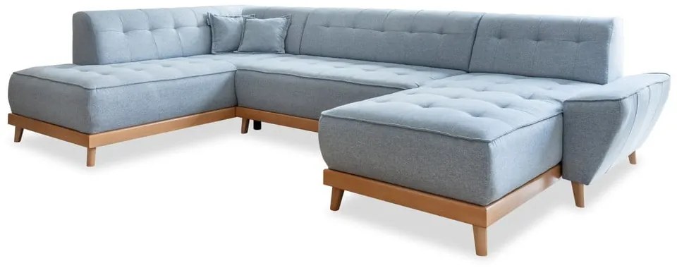 Jasnoniebieska rozkładana sofa w kształcie litery "U" Miuform Dazzling Daisy, lewostronna
