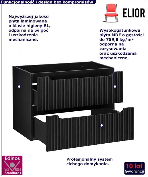 Czarna szafka łazienkowa z szufladami M8-T78