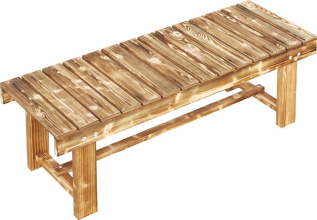 Outsunny Ławka Ogrodowa Rustykalna dla 2 Osób Lite Drewno Brązowa 110x38x35cm | Aosom PL