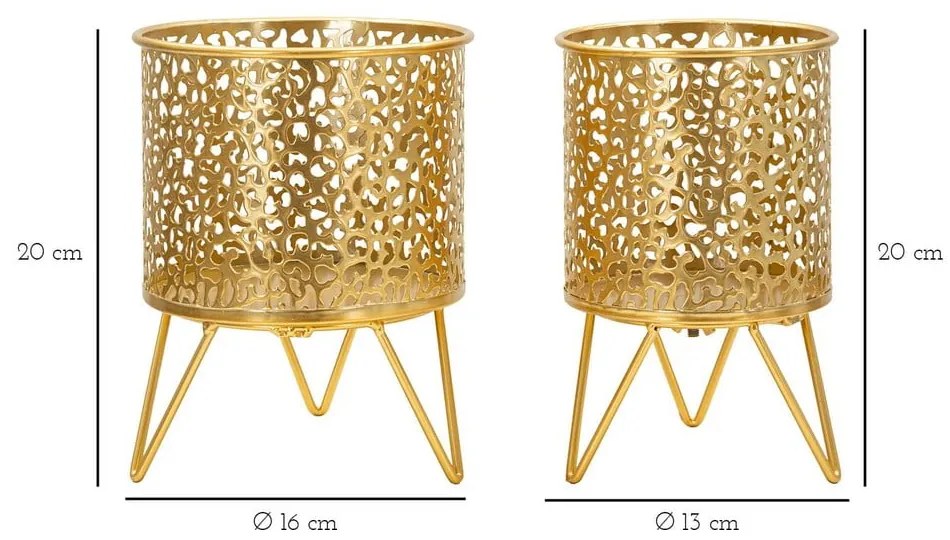 Metalowe kwietniki 2 szt. ø 16 cm (wysokość 20 cm) Piny – Mauro Ferretti
