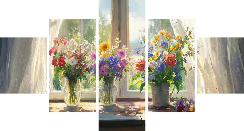 Obraz - Bukiet przy oknie (125x70 cm)