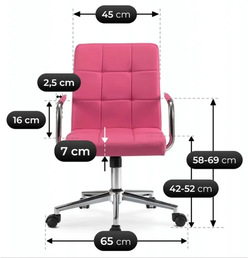 Różowy biurowy fotel obrotowy L6-B54