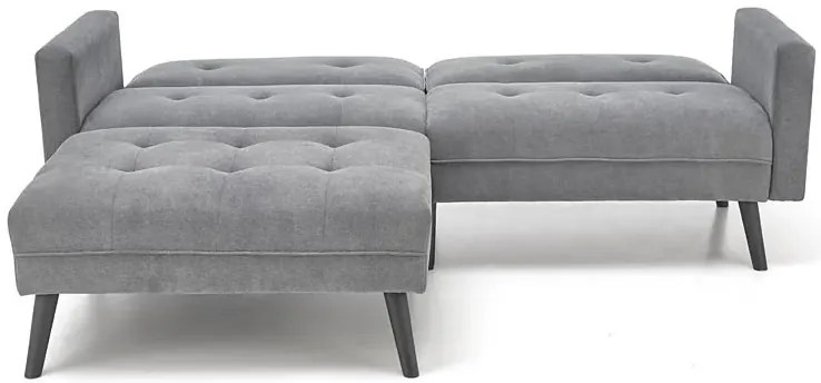 Popielata sofa rozkładana z podnóżkiem - Leris