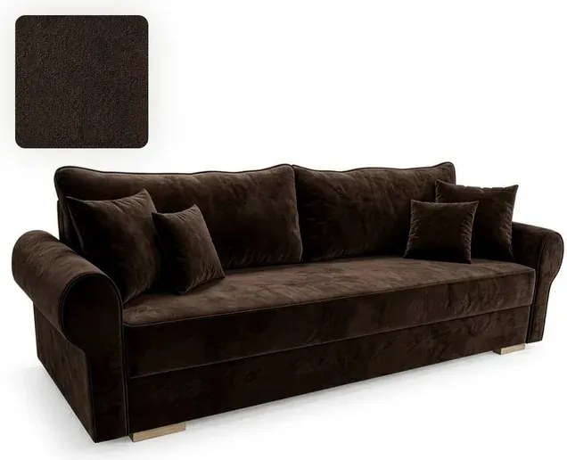 Sofa z Funkcją Spania RELON Brązowa Glamour
