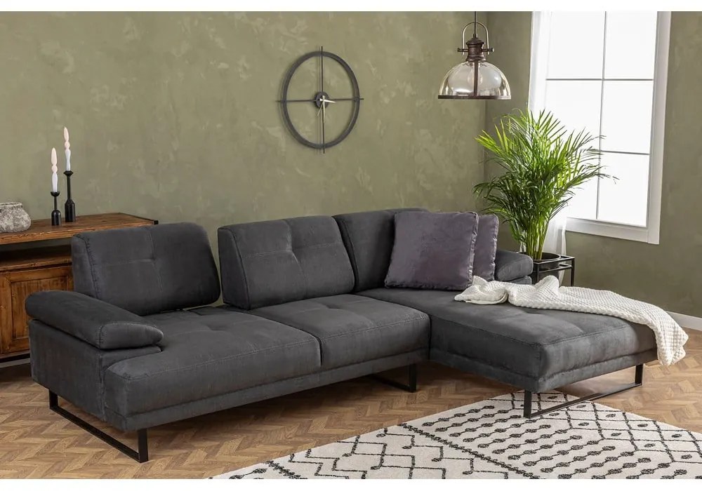 Ciemnoszara sofa narożna Artie Mustang, narożnik prawy
